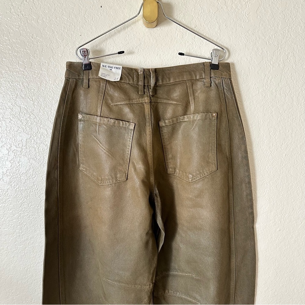 New Free people x new moon Good Luck Coated High Waist Barrel Jeans size 28 - Picture 13 of 14
